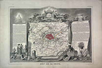 Gravure carte ancienne de Paris
