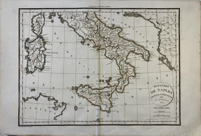 Carte ancienne du Sud de l'Italie par Félix Delamarche