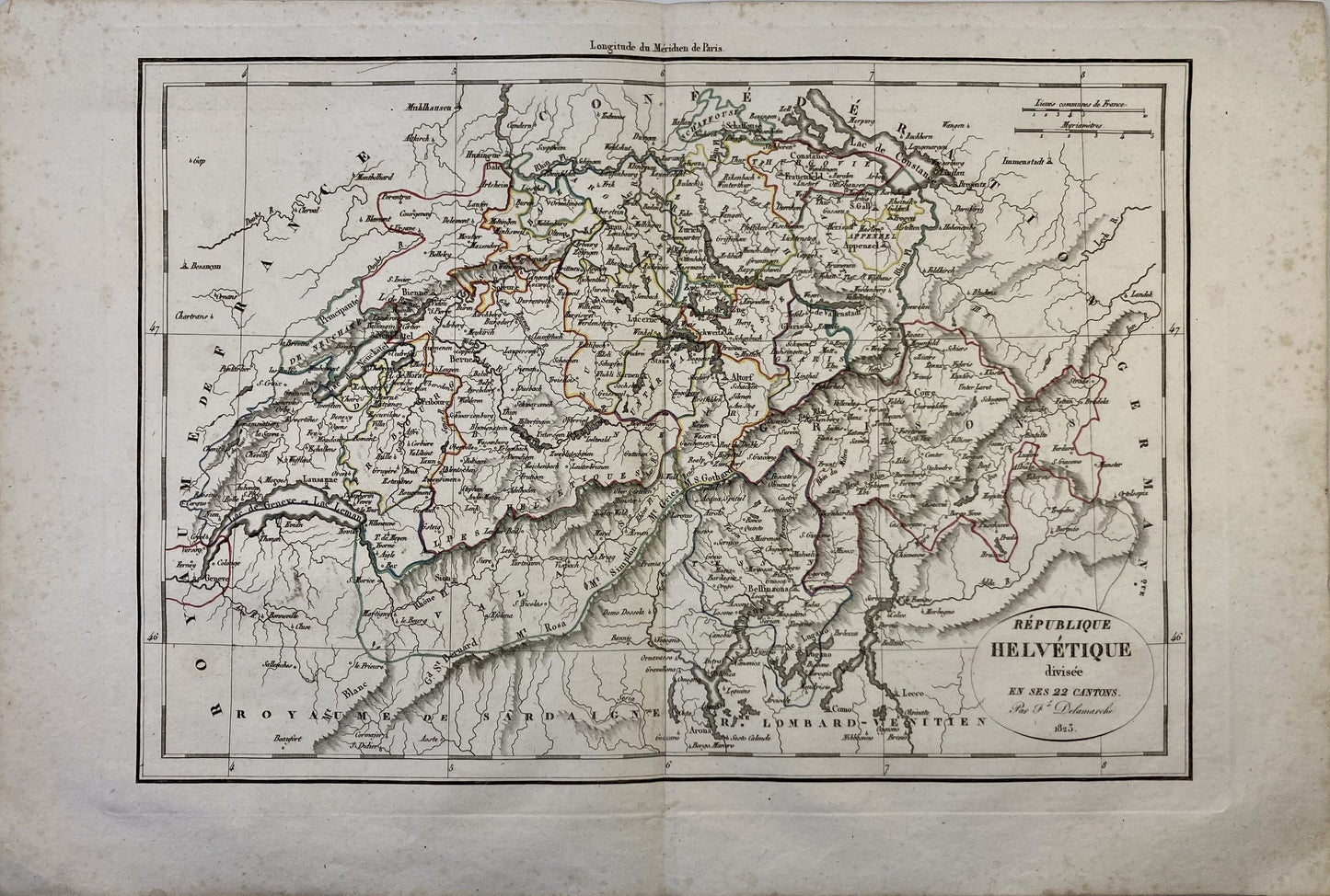 Carte ancienne de la Suisse par Félix Delamarche