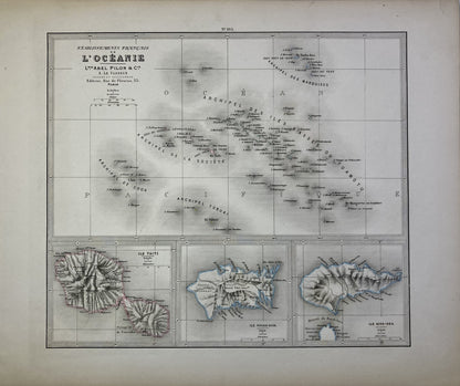 Carte ancienne des Etablissements francais de l'Océanie
