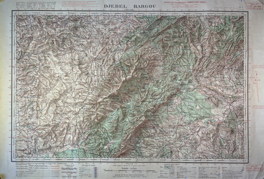 Carte ancienne de la Tunisie, région de Djebel Bargou