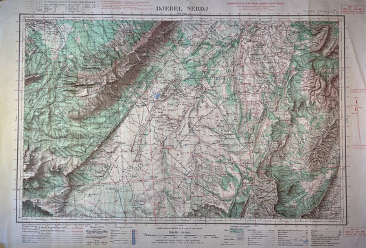 Carte ancienne de la Tunisie, région de Djebel Serdj
