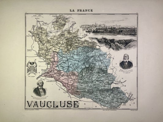 Carte ancienne du Vaucluse illustrée