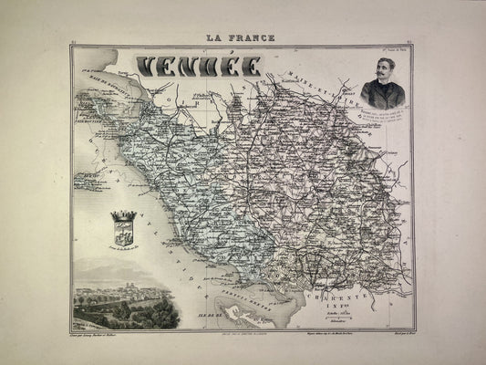 Carte ancienne de la Vendée illustrée