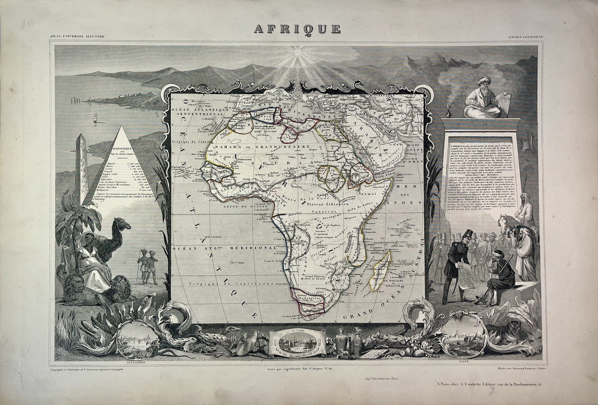 Carte ancienne de l'Afrique illustrée