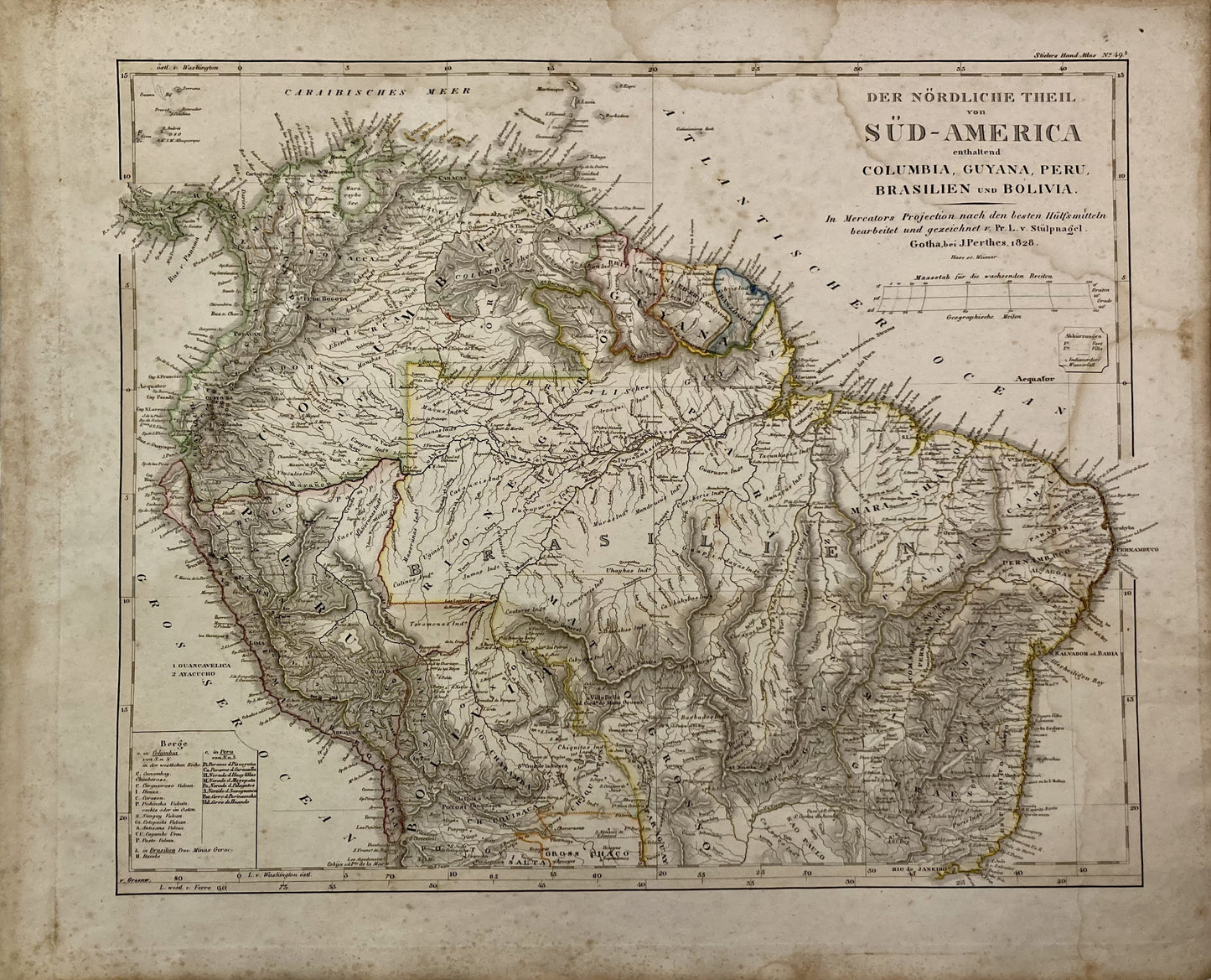 Carte ancienne allemande du Nord de l'Amérique du Sud