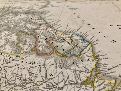 Détail de la carte ancienne allemande du Nord de l'Amérique du Sud