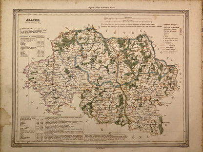 Carte départementale ancienne de l'Allier par Duvotenay