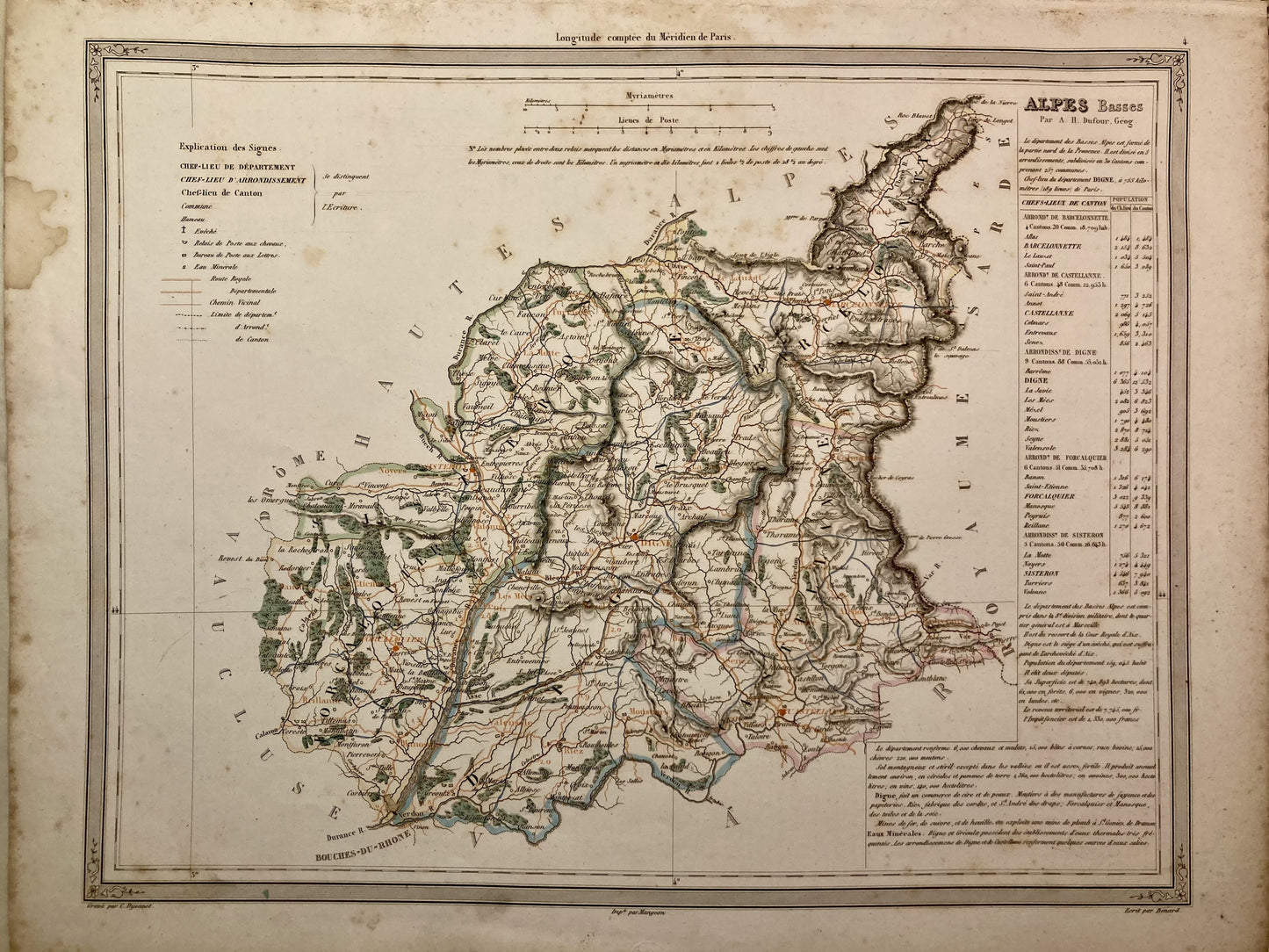 Carte départementale ancienne des Alpes-de-Haute-Provence par Duvotenay