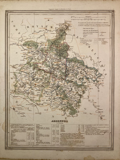Carte départementale ancienne des Ardennes par Duvotenay