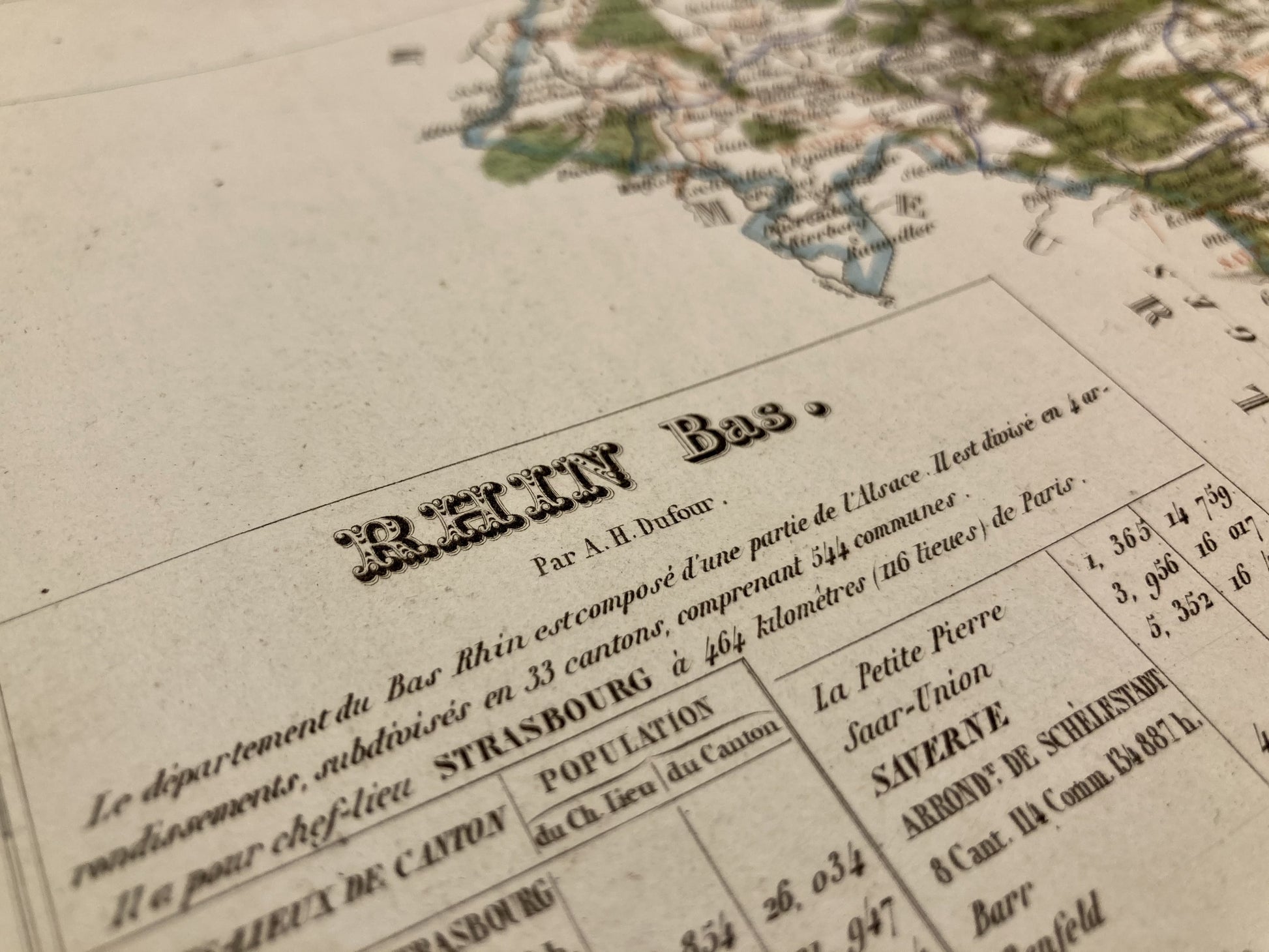 Détail de la carte départementale ancienne du Bas-Rhin par Dufour