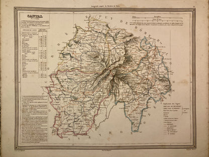 Carte départementale ancienne du Cantal par Duvotenay