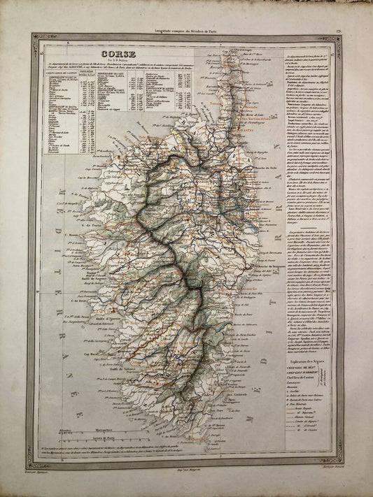 Carte départementale ancienne de la Corse par Duvotenay