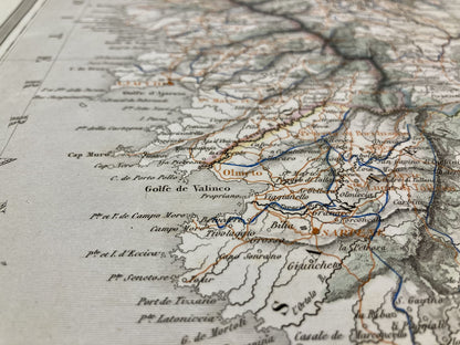 Détail de la carte départementale ancienne de la Corse par Duvotenay