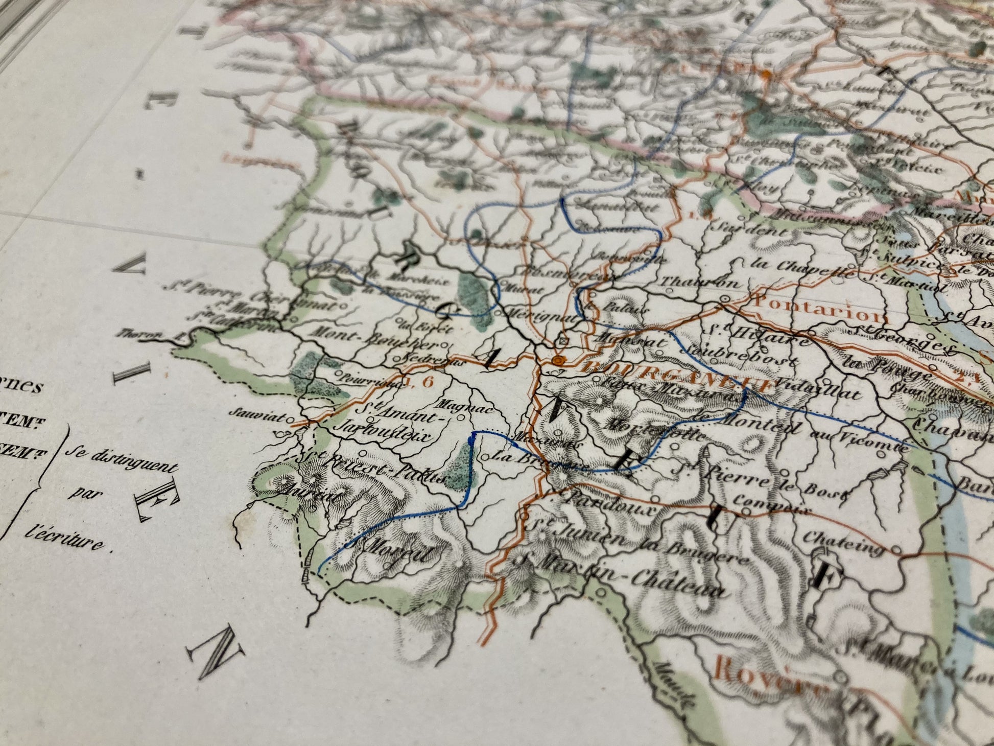Détail de la carte départementale ancienne de la Creuse par Duvotenay