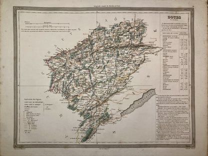 Carte départementale ancienne du Doubs par Duvotenay