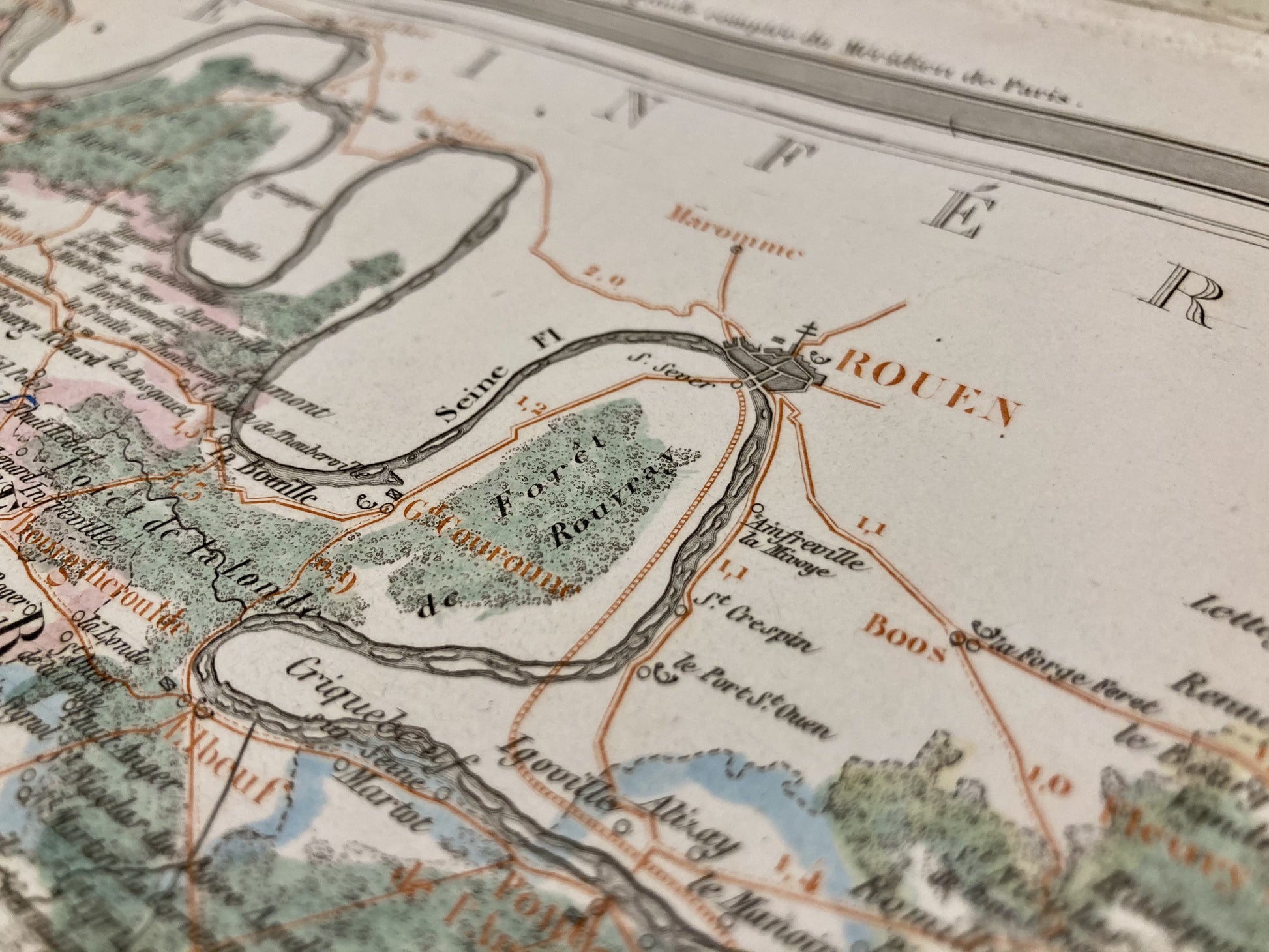 Détail de la carte départementale ancienne de l'Eure par Duvotenay