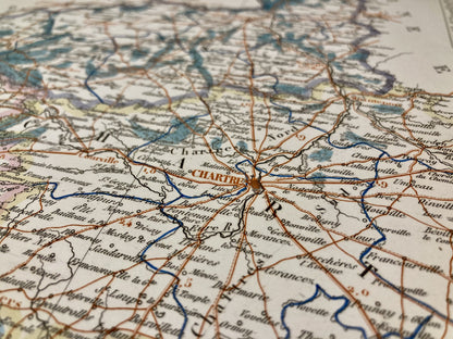 Détail de la carte départementale ancienne de l'Eure-et-Loir par Duvotenay