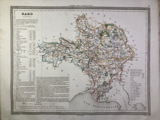 Carte départementale ancienne du Gard par Duvotenay
