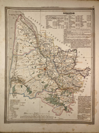 Carte départementale ancienne de la Gironde par Duvotenay