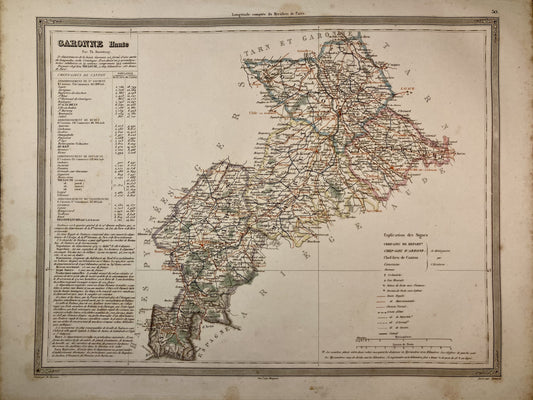 Carte départementale ancienne de la Haute-Garonne par Duvotenay