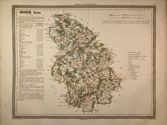Carte départementale ancienne de la Haute-Marne par Duvotenay