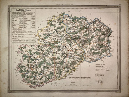 Carte départementale ancienne de la Haute-Saône par Dufour