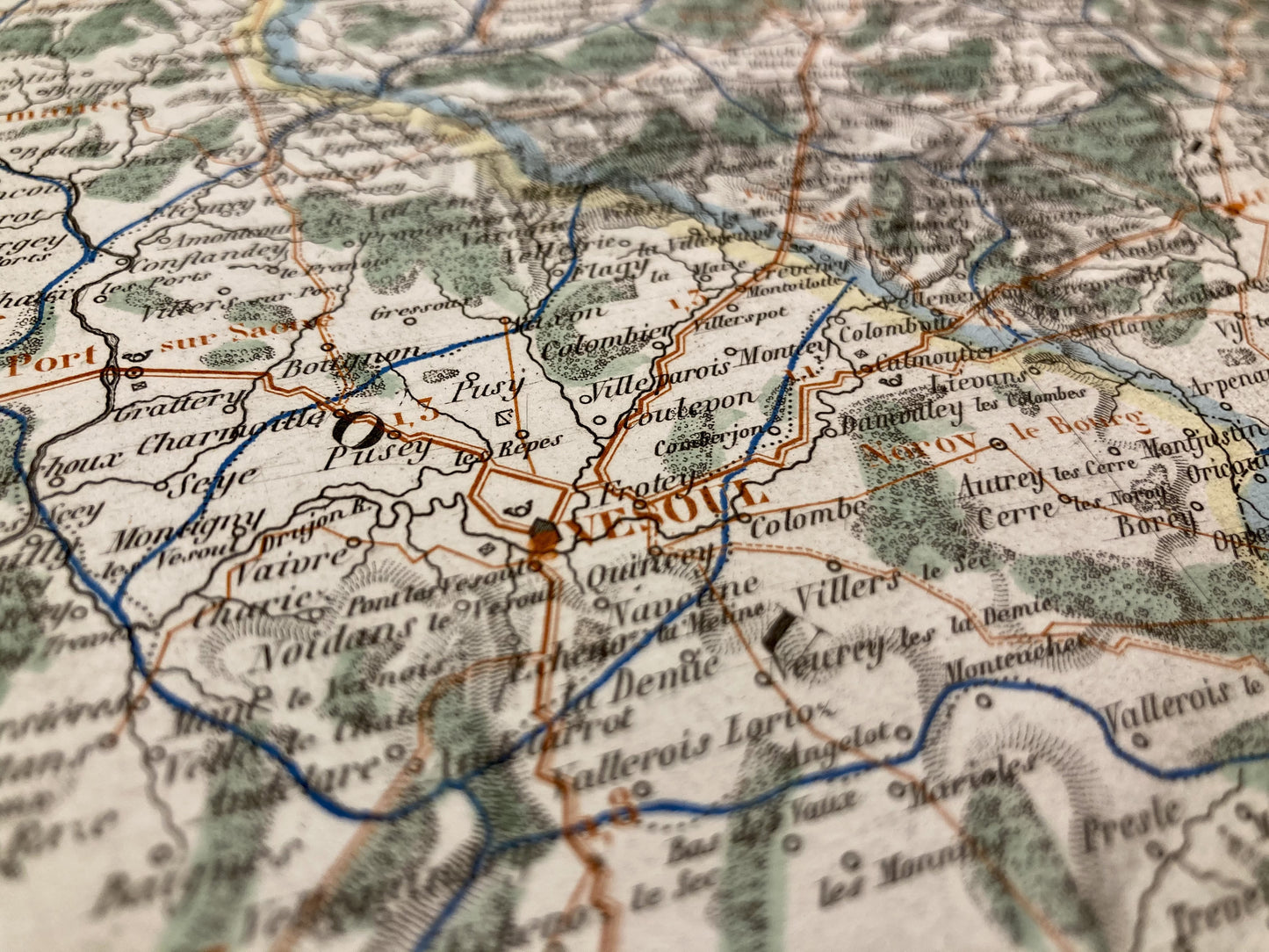 Détail de la carte départementale ancienne de la Haute-Saône par Dufour