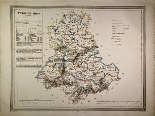 Carte départementale ancienne de la Haute-Vienne par Dufour