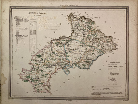 Carte départementale ancienne des Hautes-Alpes par Duvotenay
