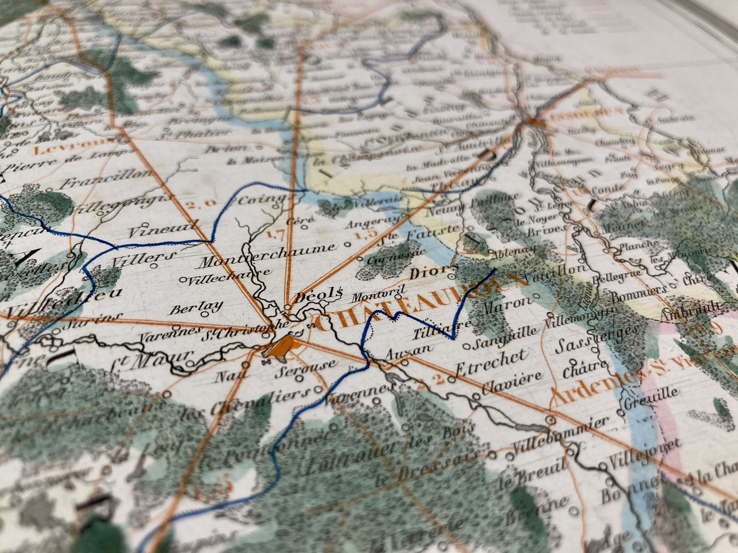 Détail de la carte départementale ancienne de l'Indre par Duvotenay