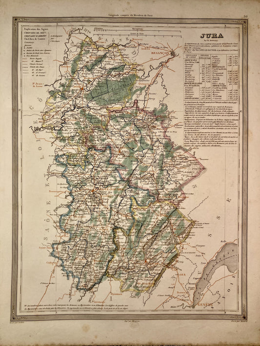 Carte départementale ancienne du Jura par Duvotenay
