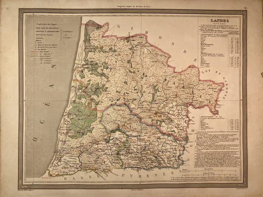 Carte départementale ancienne des Landes par Duvotenay