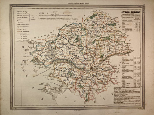 Carte départementale ancienne de la Loire-Atlantique par Duvotenay