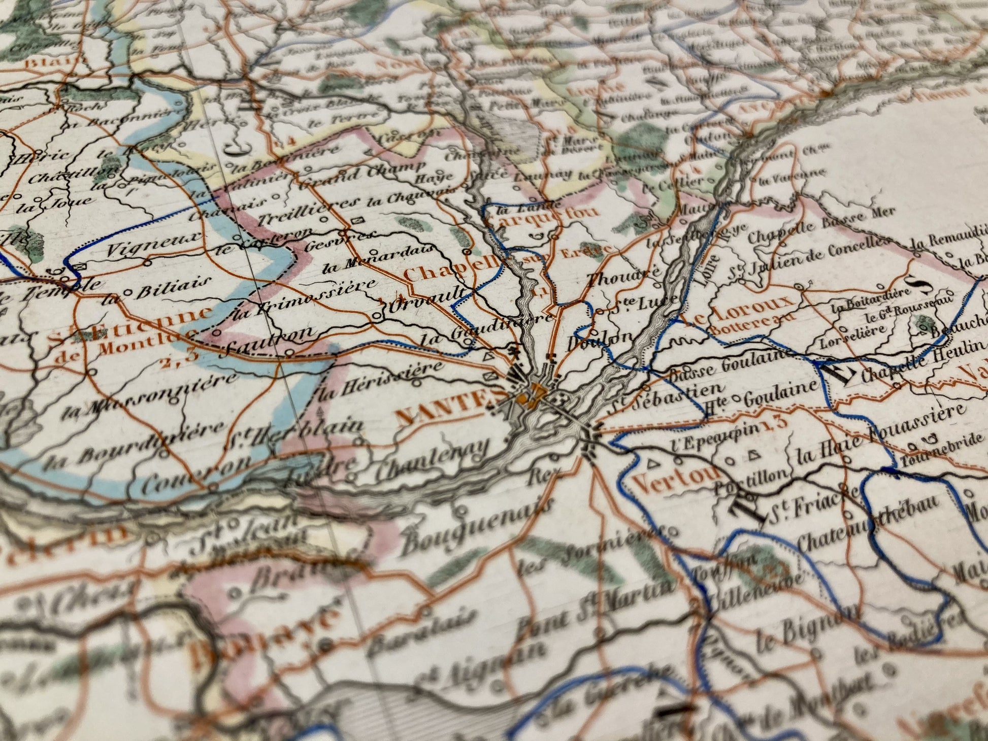 Détail de la carte départementale ancienne de la Loire-Atlantique par Duvotenay