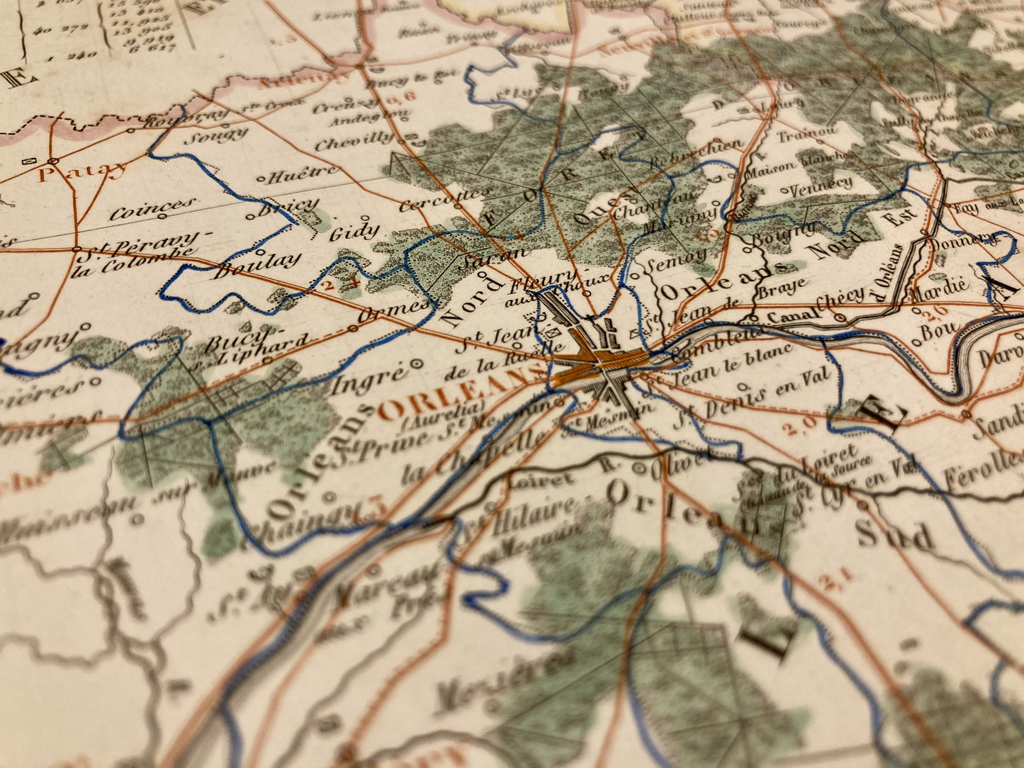Détail de la carte départementale ancienne du Loiret par Duvotenay