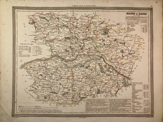 Carte départementale ancienne de la Maine-et-Loire par Duvotenay