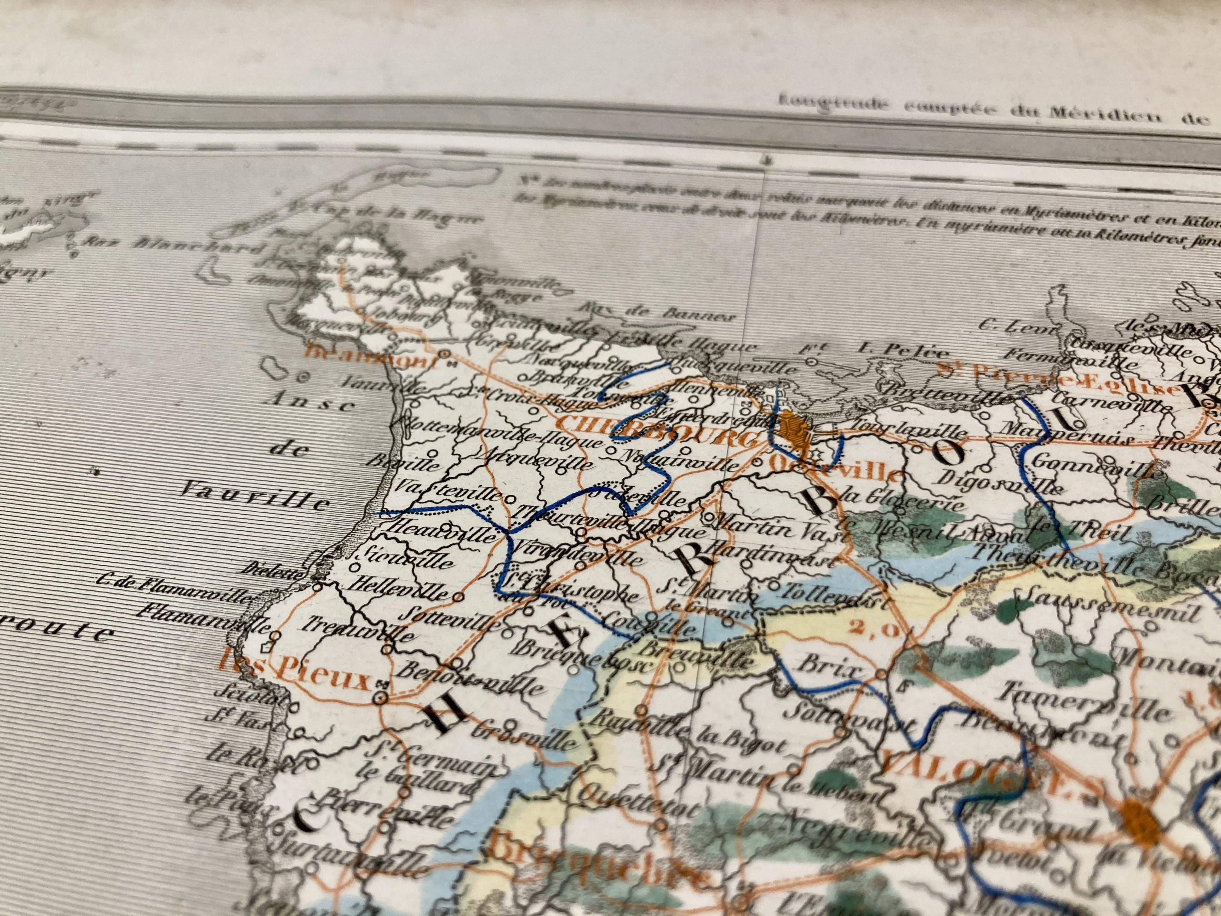 Carte Géographique Ancienne De La Manche 1877 - Gravure Originale - Authenticité Garantie