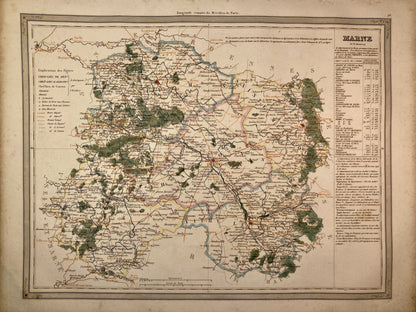 Carte départementale ancienne de la Marne par Duvotenay