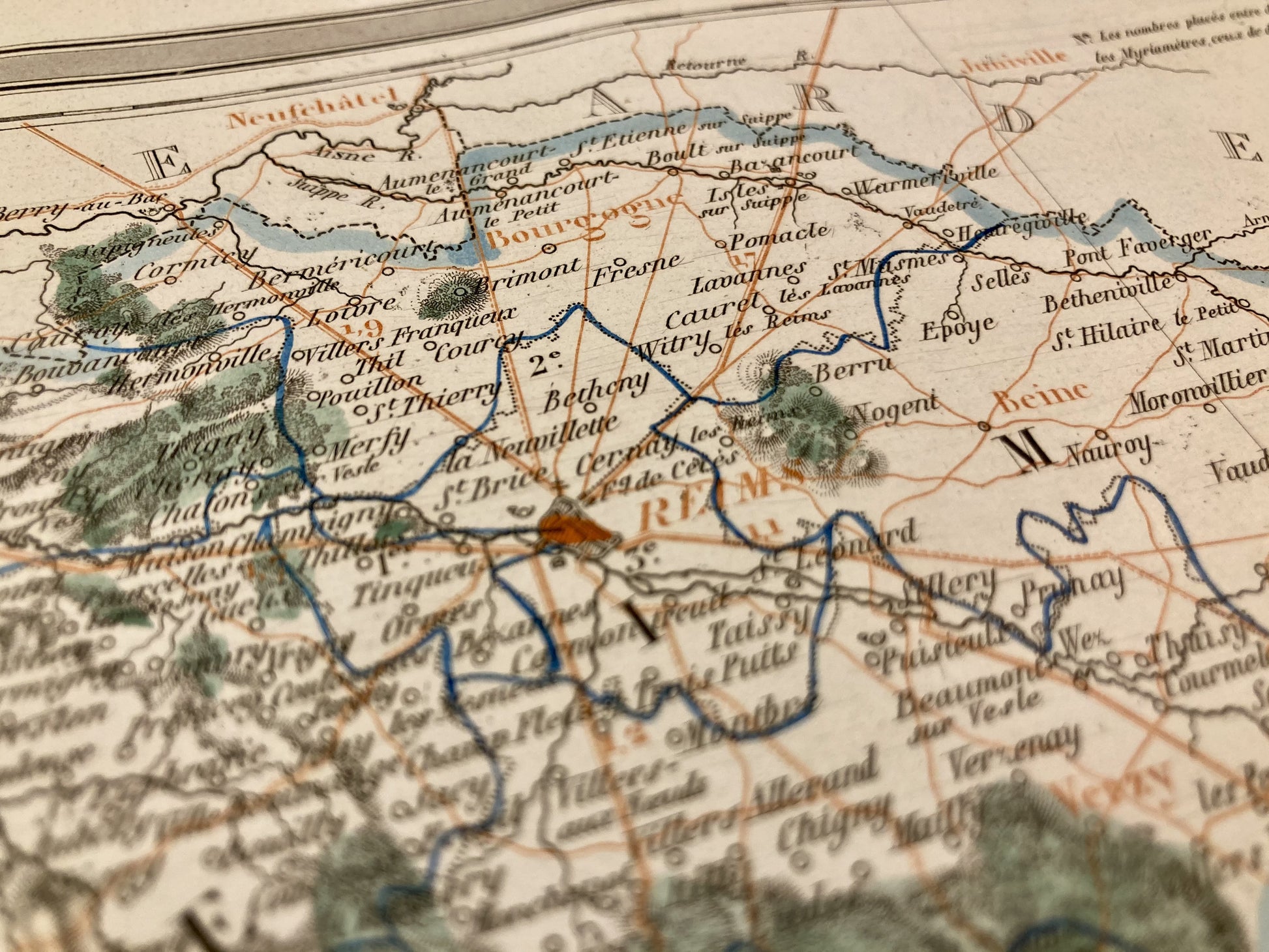 Détail de la carte départementale ancienne de la Marne par Duvotenay