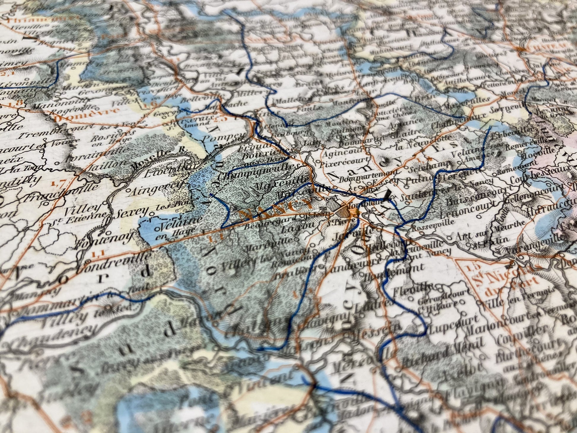 Détail de la carte départementale ancienne de la Meurthe par Duvotenay