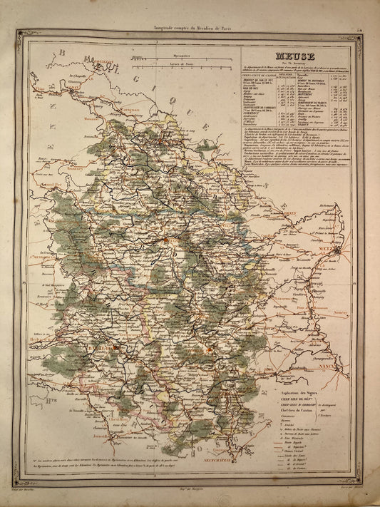 Carte départementale ancienne de la Meuse par Duvotenay