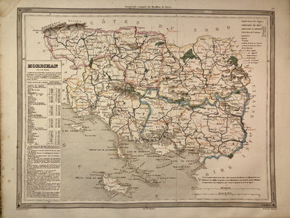 Carte départementale ancienne du Morbihan par Duvotenay