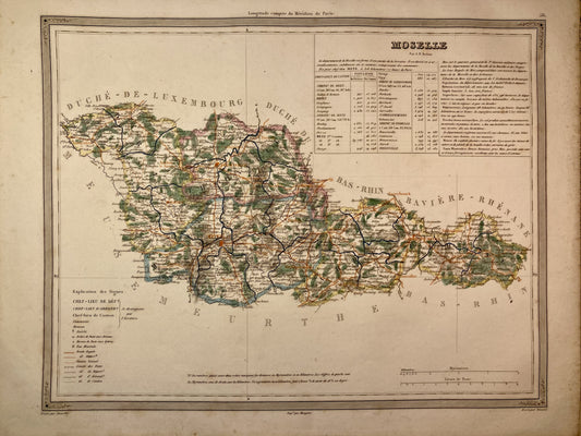 Carte départementale ancienne de la Moselle par Duvotenay