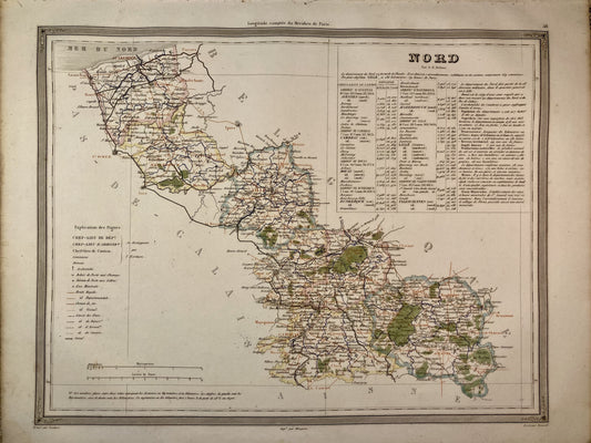 Carte départementale ancienne du Nord par Duvotenay