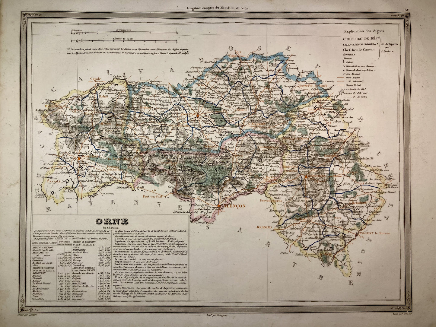 Carte départementale ancienne de l'Orne par Dufour