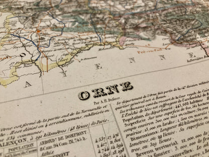 Détail de la carte départementale ancienne de l'Orne par Dufour