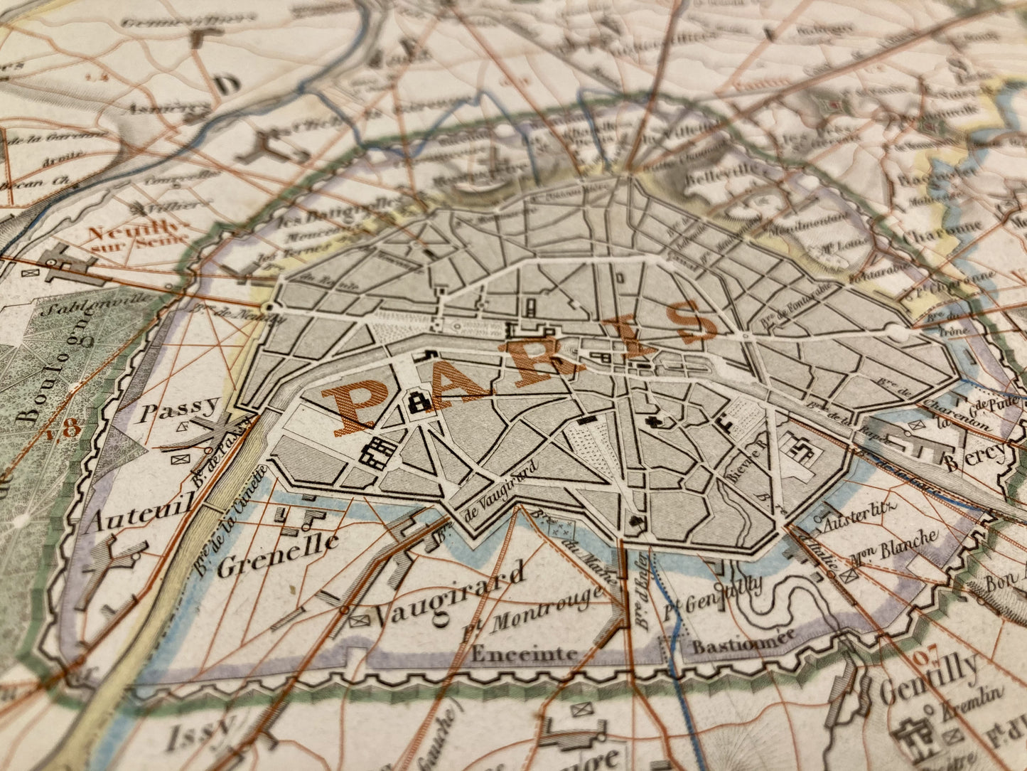 Détail de la carte départementale ancienne de Paris par Dufour