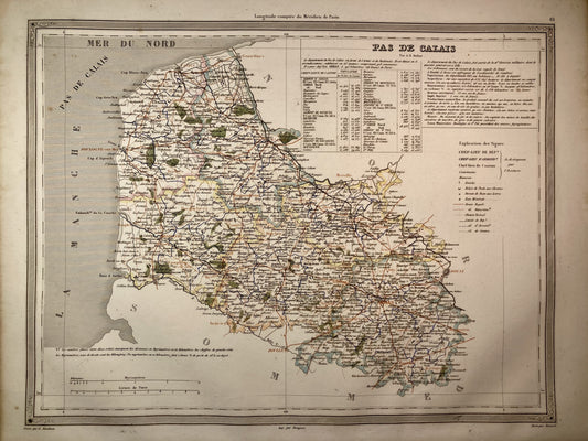 Carte départementale ancienne du Pas-de-Calais par Dufour