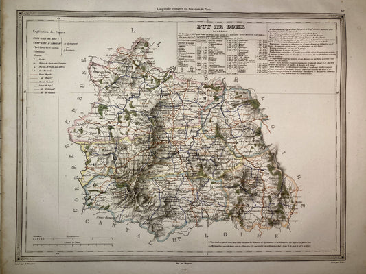 Carte départementale ancienne du Puy de Dôme par Dufour